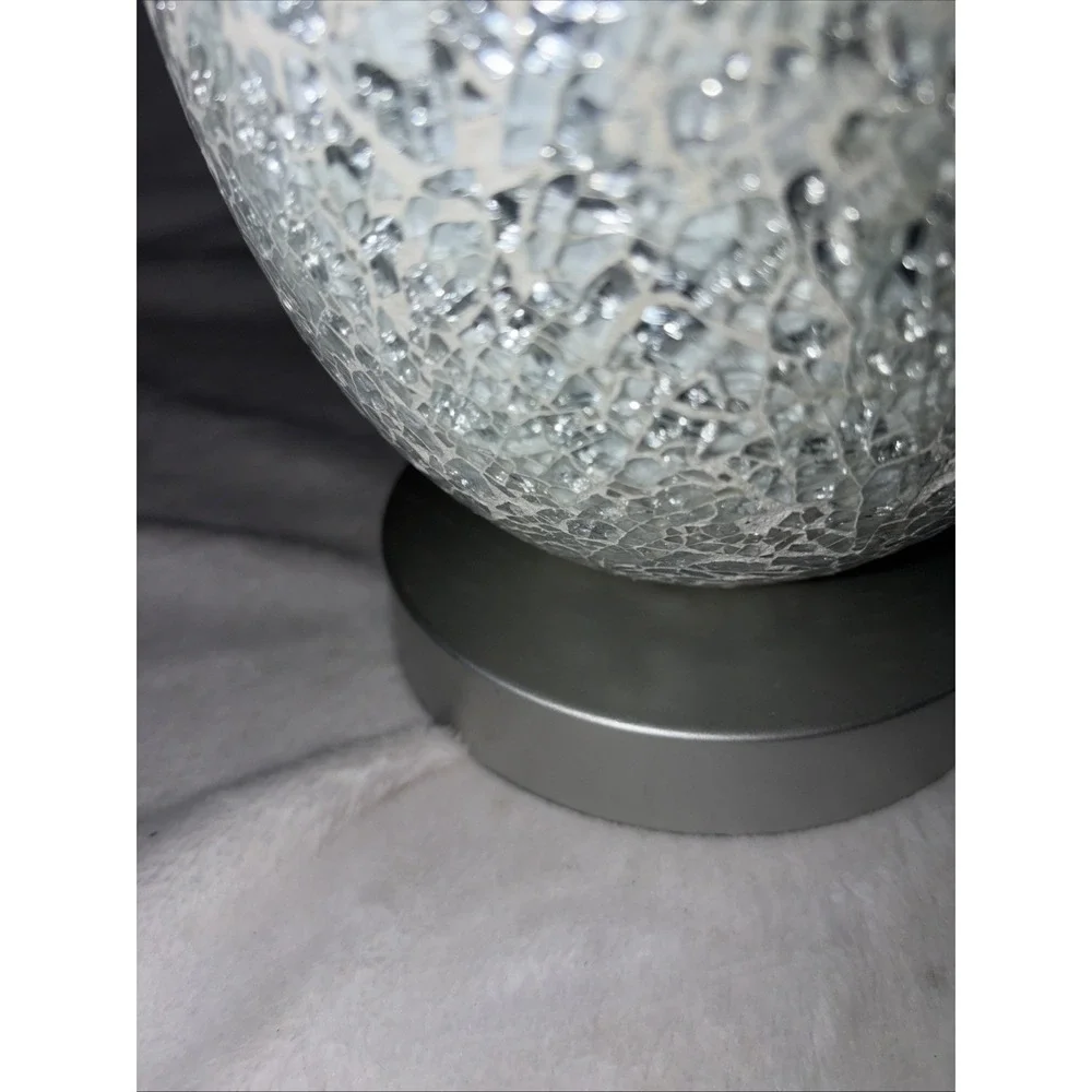 Mosaic Silver White Crackle Glass Table Lamp 10